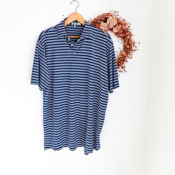 Peter Millar Summer Comfort Men's Polo Collared Shirt XTRA-LARGE Navy White - Picture 1 of 7